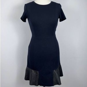 Club Monaco Navy Jane dress with leather tulip hem